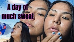 Sweating a lot because of the heat