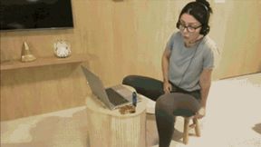 SunnyBunny farts on a small chair, home office - REAL FARTS - wmv