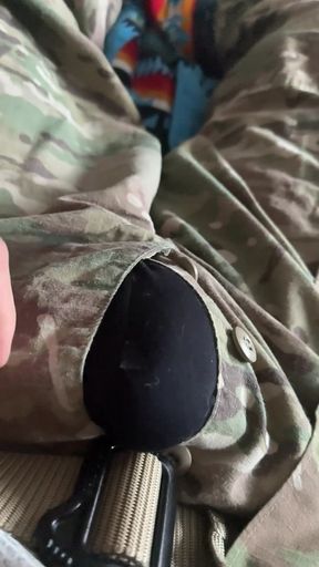 Jerking off and Being Horny in My Army Uniform - Shooting a Nice Hot Creamy Load!