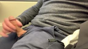 Jerking off My Hard Cock in Outdoor and Cumming on the Train