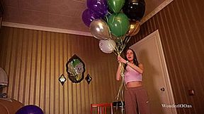 Helium balloons and sport girl