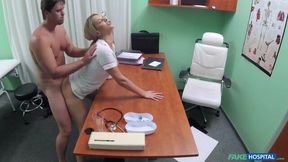 Awesome blonde with round ass Any Little rammed on the table