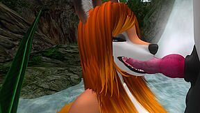 Orange Furry Fox Blowjob Side View