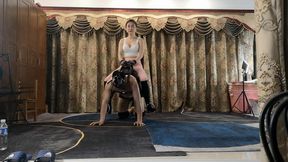 FrideM017_Step on stirrup sit on saddle hold the reins by yoga beautiful master