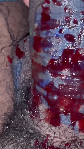 My Hard black cock with red colour cone   Clip 3