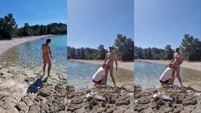 hiker catches a guy getting naked on a beach and he gets his ass fucked by him