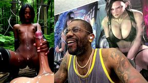 petite bald pussy ebony teen jerking off a bwc until he cums, ai generated