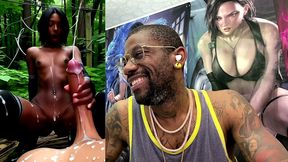 petite bald pussy ebony teen jerking off a bwc until he cums, ai generated
