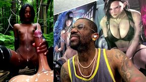 petite bald pussy ebony teen jerking off a bwc until he cums, ai generated