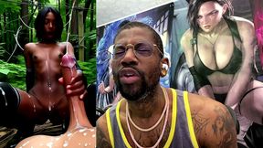 petite bald pussy ebony teen jerking off a bwc until he cums, ai generated