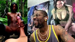 petite bald pussy ebony teen jerking off a bwc until he cums, ai generated