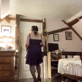 Outfit with a purple dress