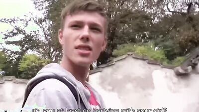 Watch this young college stud trade class time for a wild ride with a big-dicked stud