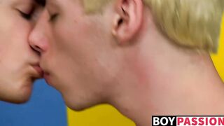 Young skinny gay lovers suck dick before anal fuck fest