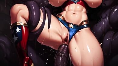 Wonder Woman’s tentacle monster cock stretches her deeper than ever