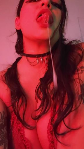Step-by-step guide to cum eating by a drooling amateur