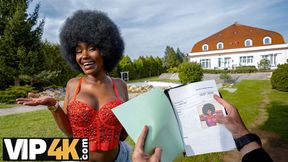 Debt collector gets paid with a black goddess's big boobs and ass