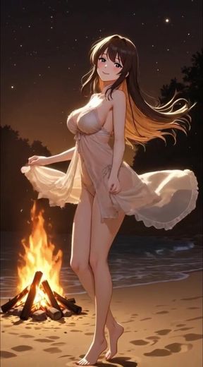 Campfire Cutie by the Beach - Seductive Electric Guitar instrumental music video for relaxing or background music   Clip 1