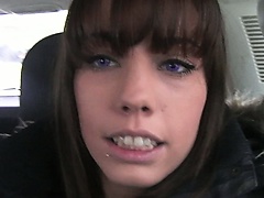 Shana heads out to a public restroom and shows her tits and rubs