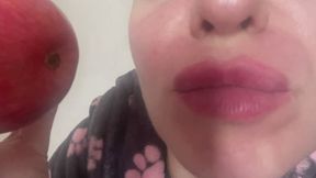 licking a sweet ripe and juicy apple mov clip order