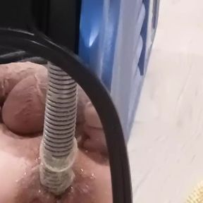 Ribbed Big Head Dildo Fills My Hole