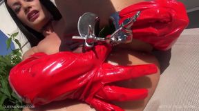 Gaping and toying my ass and pussy outdoors
