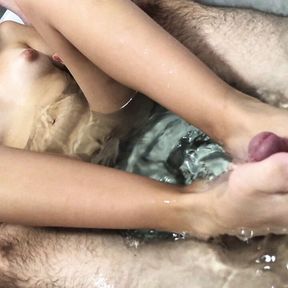 Amateur Footjob In Hot Bath From Young Cute Brunette