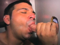 Horny brunette boy Francisco milks gloryhole cocks with his sexy lips