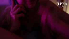 Unfaithful slut hotwife talks to her cuckold boyfriend on the phone while giving blowjob to her lover until she drinks his cum.