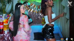 Flavored Lesbian Licking: I Smear Honey on Her Tight Pussy