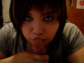 Chubby brunette princess blows my hard cock like a vacuum cleaner
