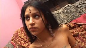 Cute Indian wife gets a lot of spunk on her body after threesome fuck