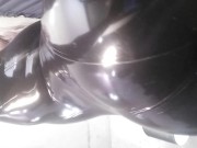 Black Latex Rubber Catsuit Selfie SmartPhone Video