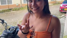 Quickie with my hot Latina neighbor nutting on her sexy face