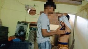 Slapping on Her Ass so Hardly and Make Her to Take Blowjob