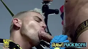 Horny Jocks Have Fun With Fuck Machine And Breeding In Sling