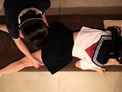 Japanese teen lesbians kissing passionately