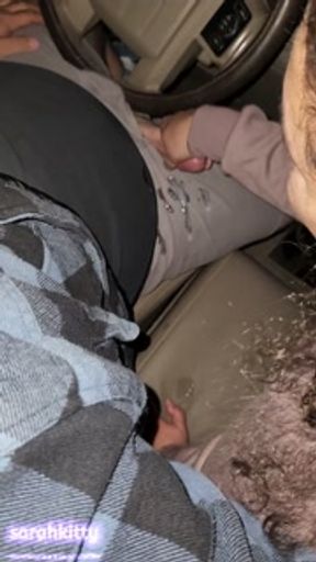 hotwife sarahkitty gives backed up construction worker a blowjob in a work truck for a massive load