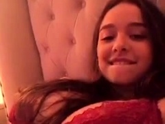 Two brunette lesbian teen girls playing