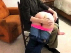 Stepdaughter over stepdad's Knee (spanking)