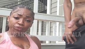 Sucked his dick outside the apartments and almost got caught by the passing neighbor