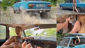 Old VAZ VS driving, reverse driving, revving (pedal pumping barefoot), burnout