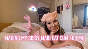 MAKING MY SISSY MAID EAT CUM FOR ME