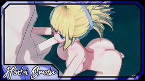 Kohaku gives a great blowjob before letting him cum all over her face and tits - Dr. Stone Hentai.