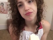 Lesbian Blowjob ASMR, Cake Eating, and Dirty Talk
