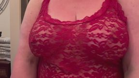 POV Sheer Lace Top Over Sexy DDD Tits. Ready for Action! Waiting for a Cum Shot!