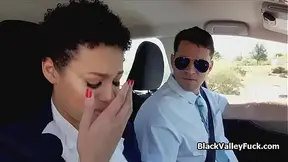 Driving Instructor devours sexy black coed's ass and fecks her honeyed cunny