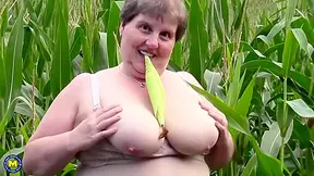 German Big Mature Lady Playing Outside