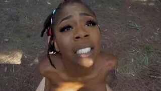 Public waterside fucking with a tight booty bombshell