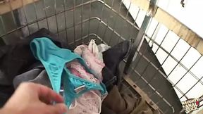 Racy Latina gets filled with hot cum in the laundromat
